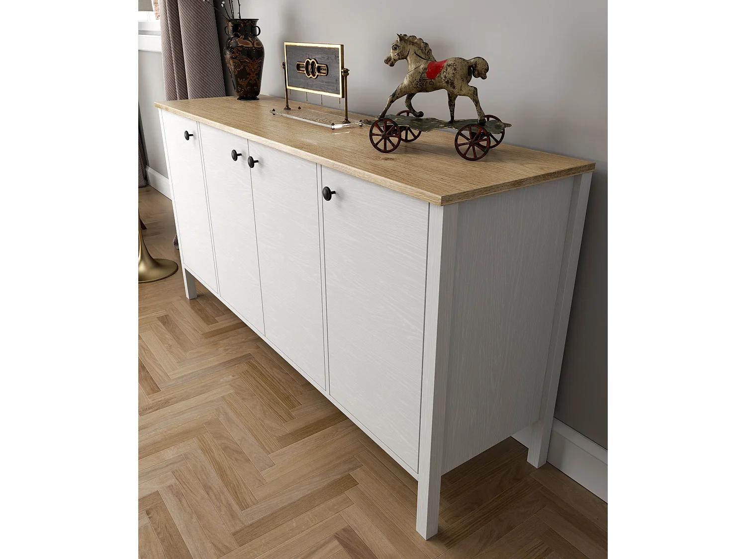Buffet en bois – 160 cm x 82 cm x 44 cm – Blanc