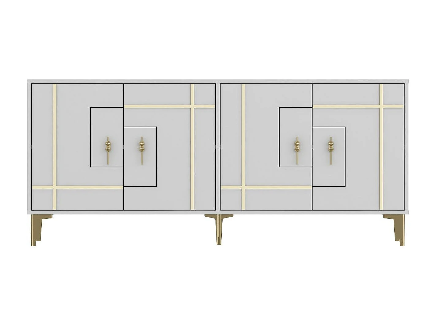 Sideboard – 180 cm x 78,6 cm x 35 cm – Weiß und Gold – Melaminbeschichtetes MDF