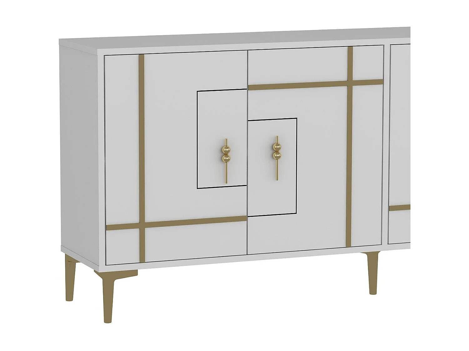 Sideboard – 180 cm x 78,6 cm x 35 cm – Weiß und Gold – Melaminbeschichtetes MDF