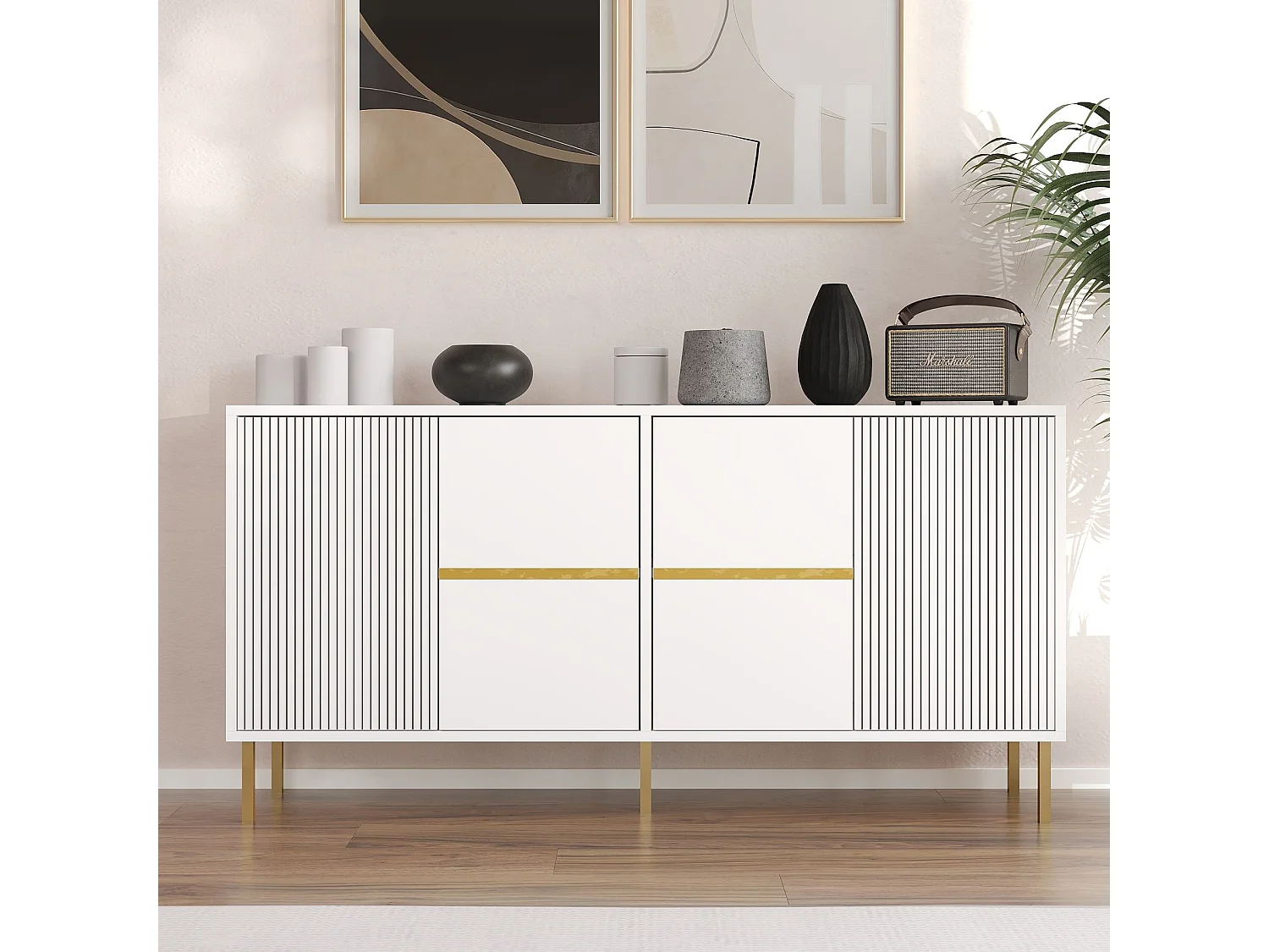 Buffet – 150 cm x 75 cm x 36 cm – Blanc – MDF
