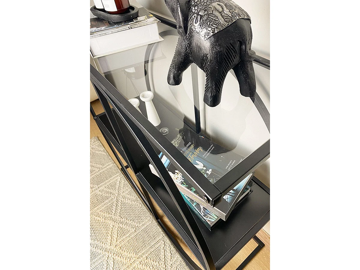 Sideboard – 80 cm x 83 cm – Schwarz und Rauch – Spanplatte und Metall