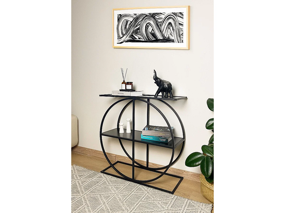 Sideboard – 80 cm x 83 cm – Schwarz und Rauch – Spanplatte und Metall