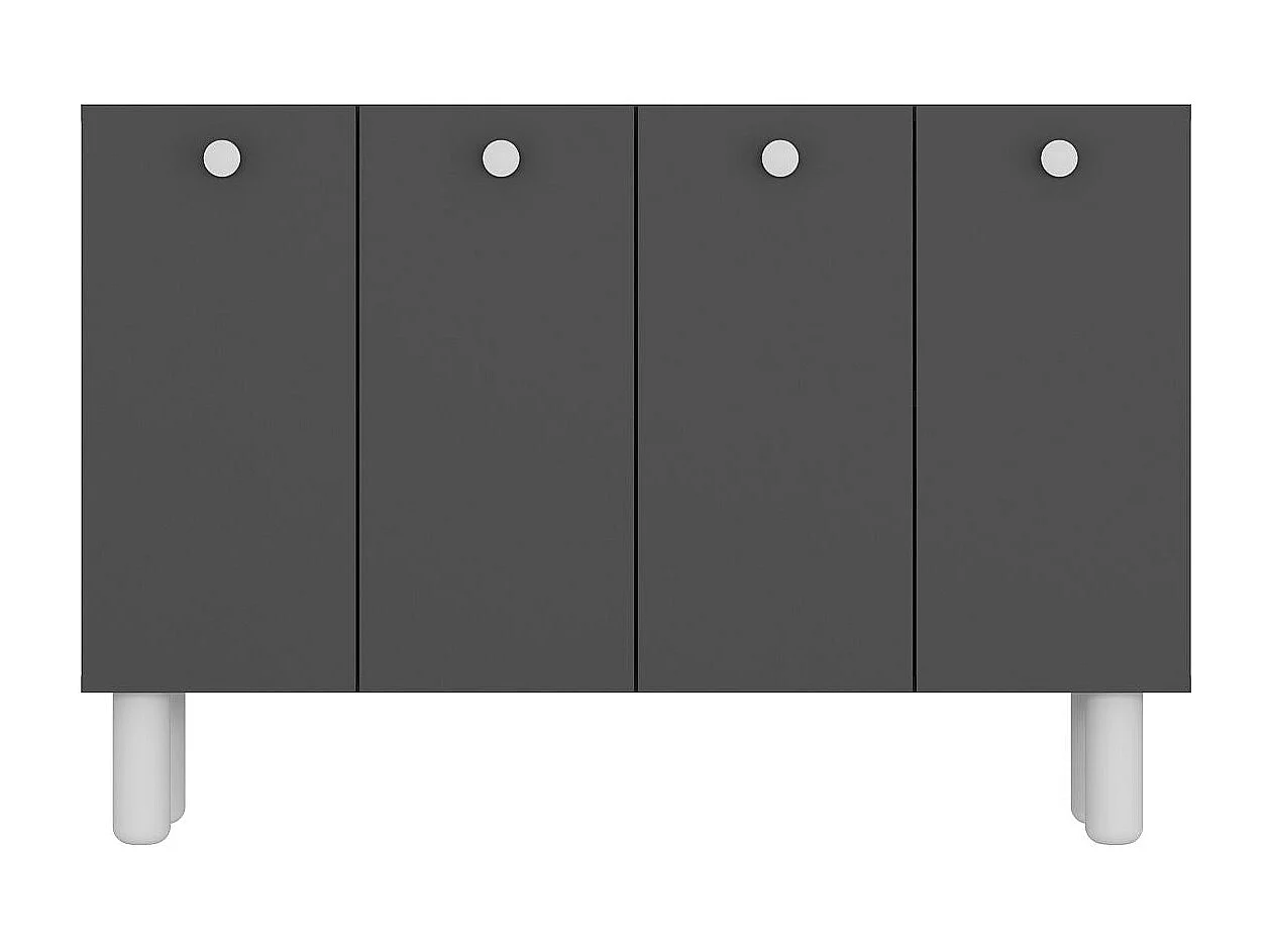 Komoda – 120 cm x 80 cm x 29,6 cm – Antracyt i biel – Płyta wiórowa pokryta melaminą