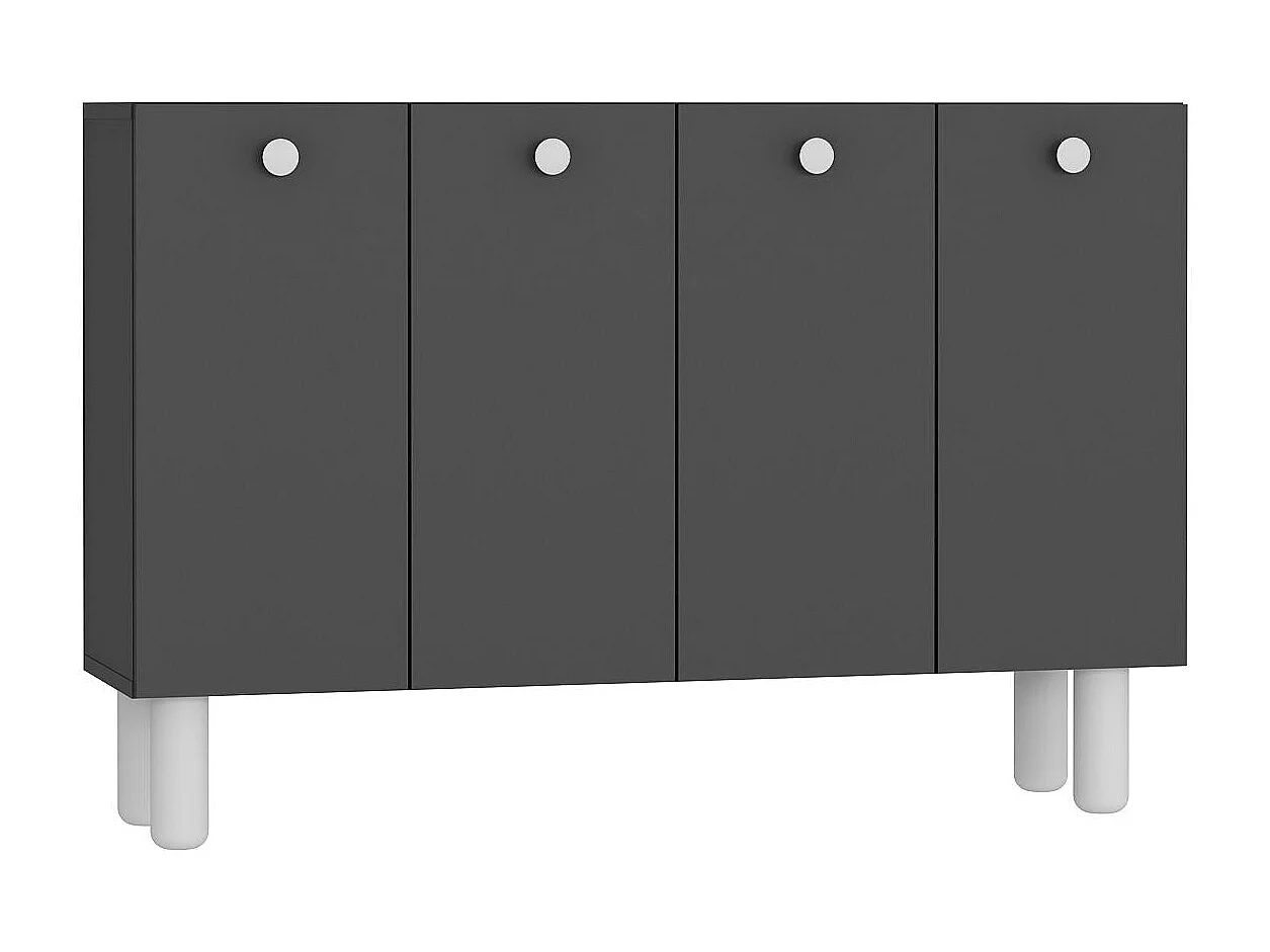 Komoda – 120 cm x 80 cm x 29,6 cm – Antracyt i biel – Płyta wiórowa pokryta melaminą