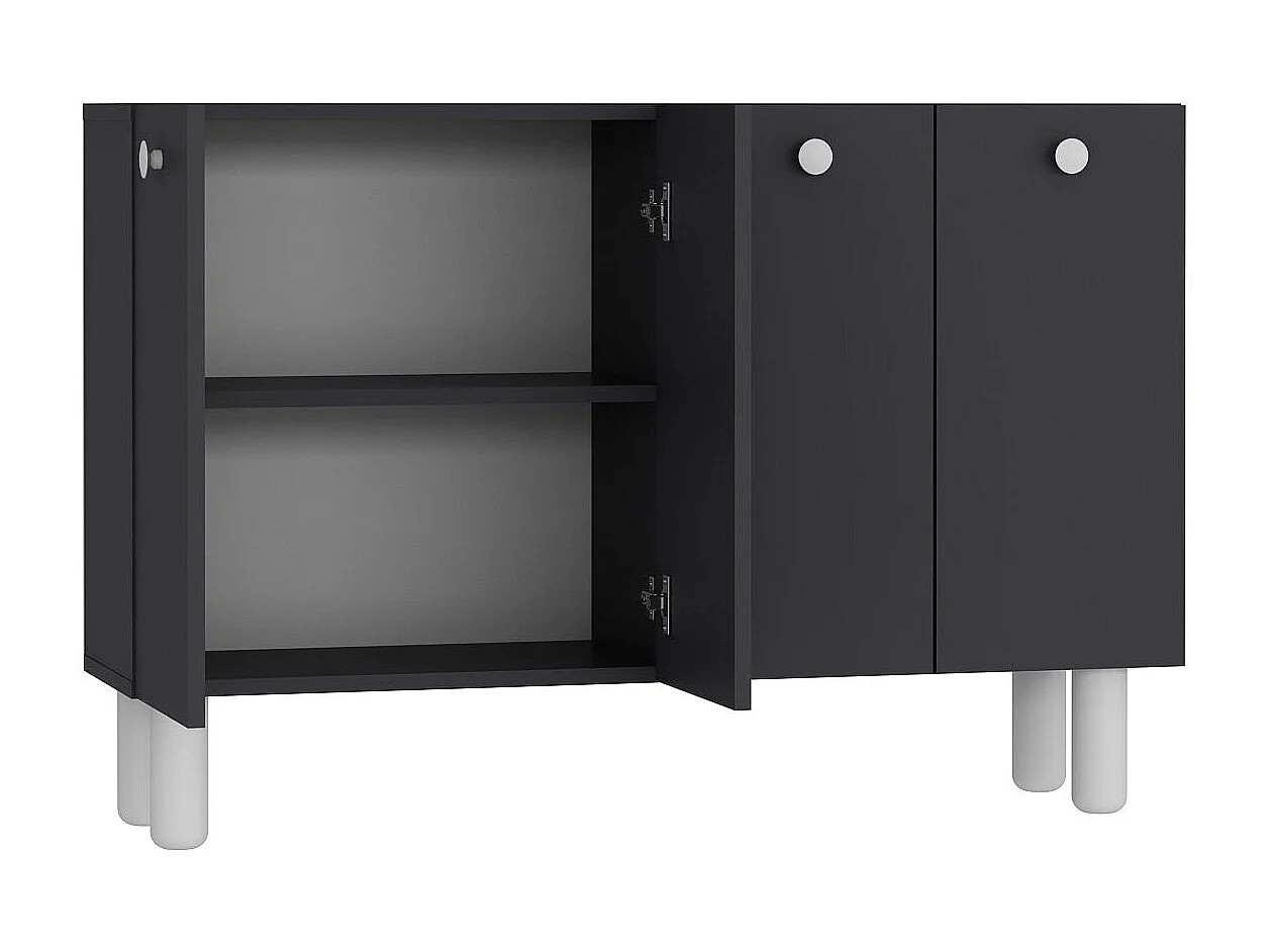 Komoda – 120 cm x 80 cm x 29,6 cm – Antracyt i biel – Płyta wiórowa pokryta melaminą