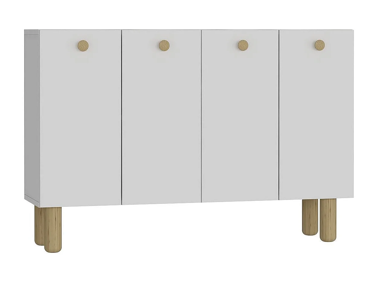 Sideboard – 120 cm x 80 cm x 29,6 cm – Weiße und Saphir-Eiche – MDF