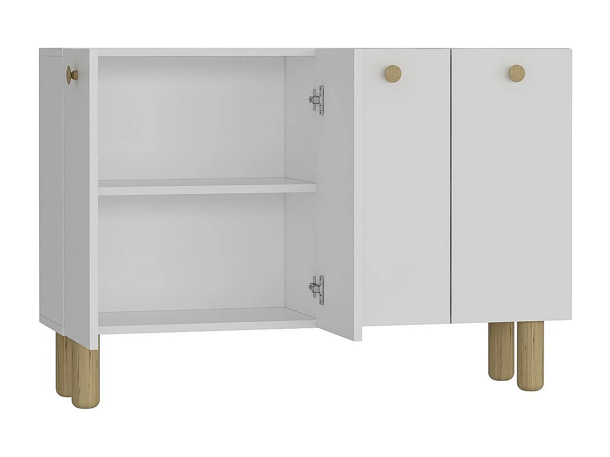 Sideboard – 120 cm x 80 cm x 29,6 cm – Weiße und Saphir-Eiche – MDF