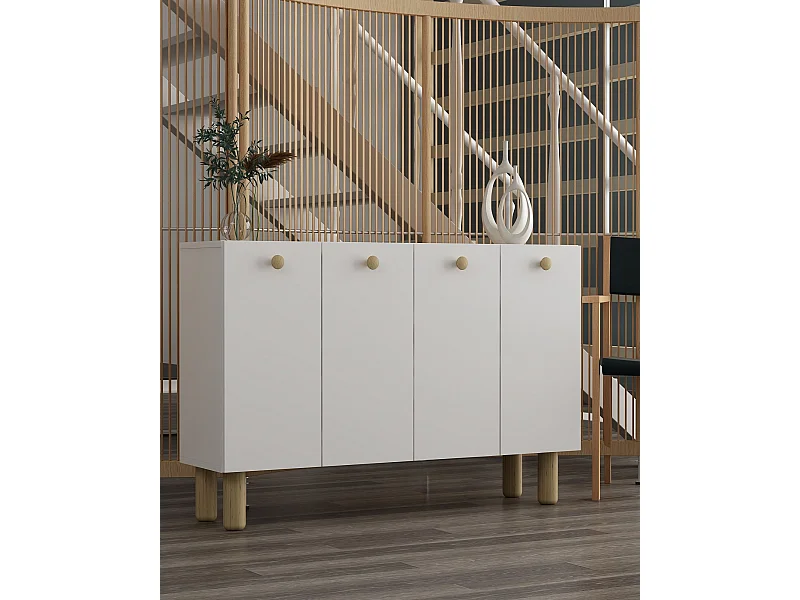 Credenza – 120 cm x 80 cm x 29,6 cm – Rovere bianco e zaffiro – MDF