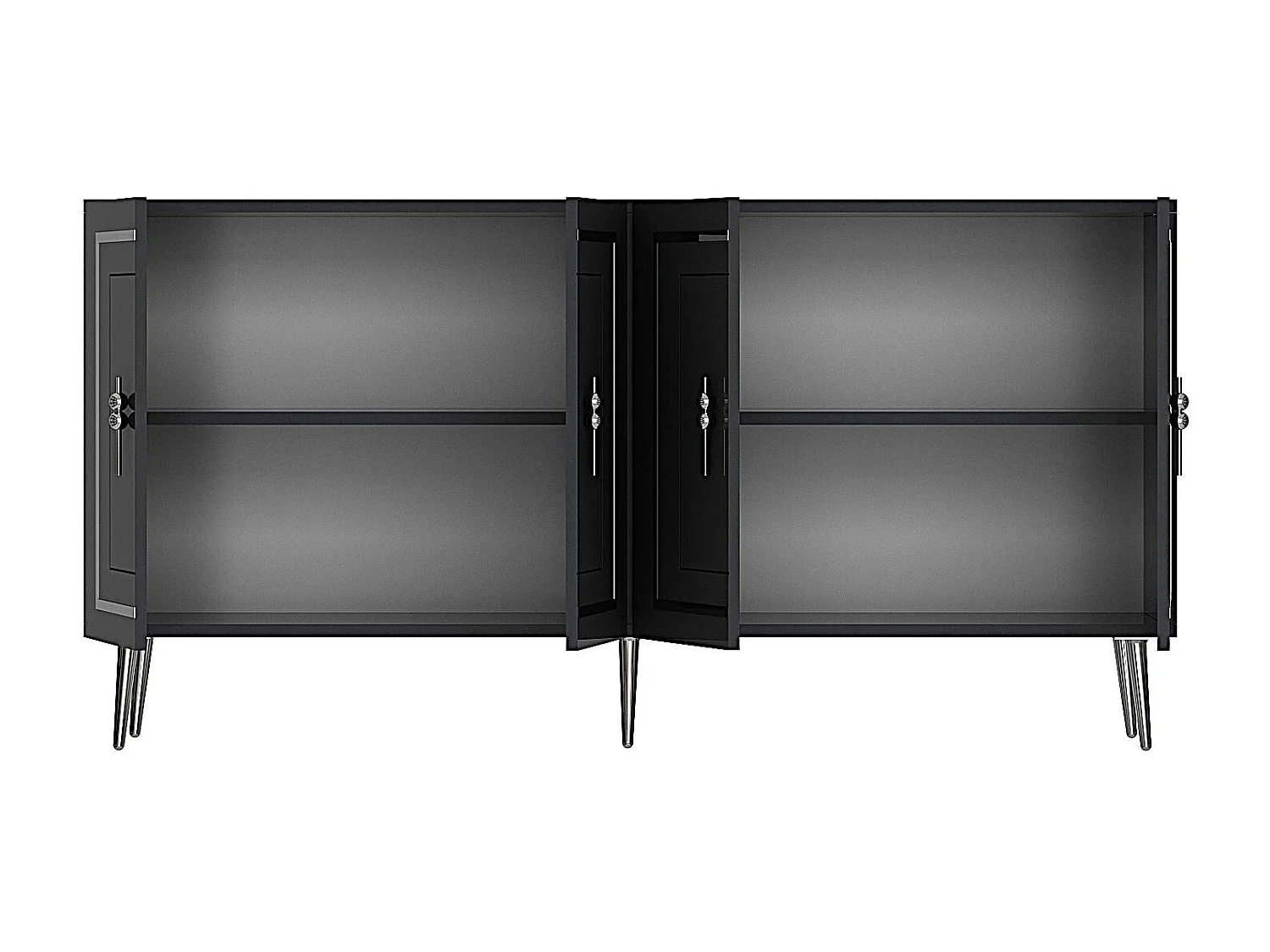 Komoda – 150 cm x 75 cm x 35 cm – Antracyt i srebro – Płyta wiórowa z powłoką melaminową