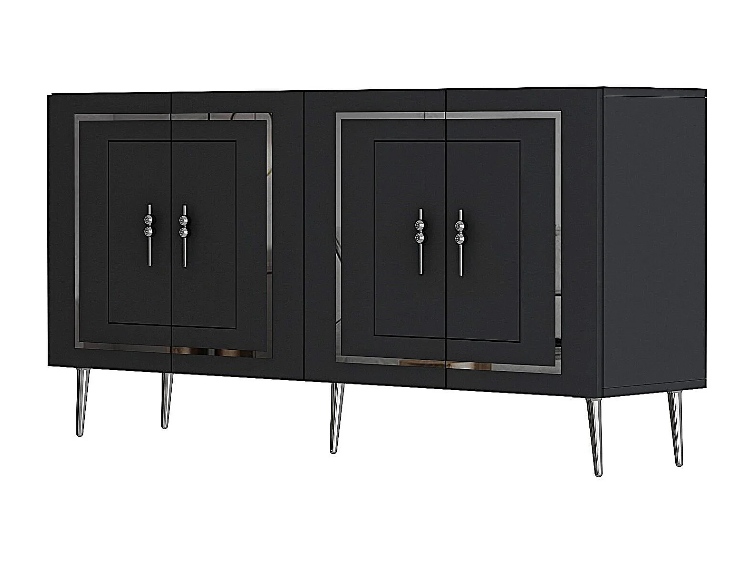 Komoda – 150 cm x 75 cm x 35 cm – Antracyt i srebro – Płyta wiórowa z powłoką melaminową