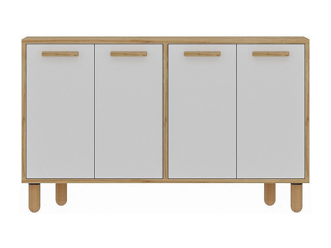 Aparador – 120 cm x 73,6 cm x 29,6 cm – Roble Zafiro y Blanco – Tablero de partículas recubierto de melamina