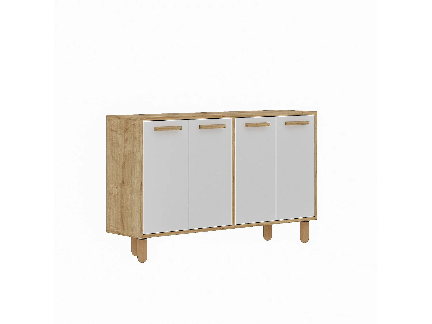 Aparador – 120 cm x 73,6 cm x 29,6 cm – Roble Zafiro y Blanco – Tablero de partículas recubierto de melamina