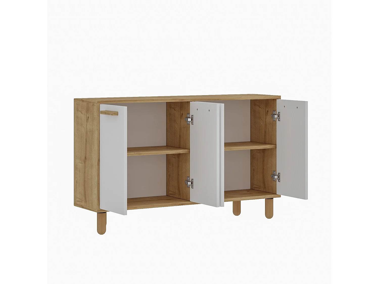 Aparador – 120 cm x 73,6 cm x 29,6 cm – Roble Zafiro y Blanco – Tablero de partículas recubierto de melamina