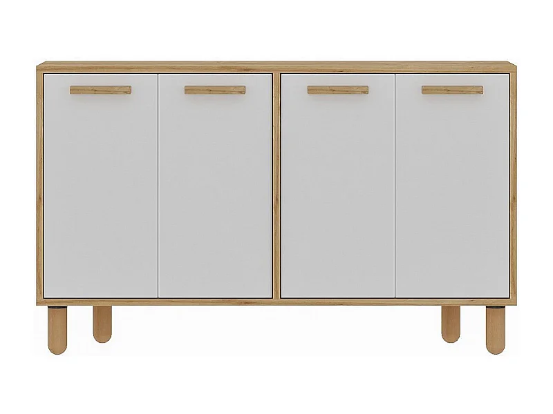 Credenza – 120 cm x 73,6 cm x 29,6 cm – Rovere zaffiro e bianco – Pannello truciolare rivestito in melaminico