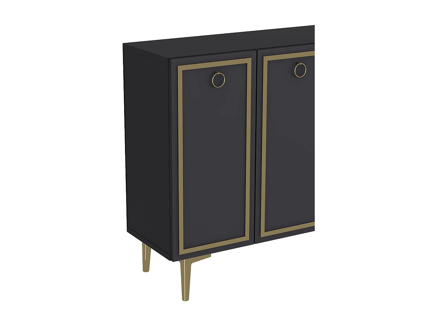 Komoda – 120 cm x 75 cm x 29,6 cm – Antracyt i złoto – Płyta wiórowa