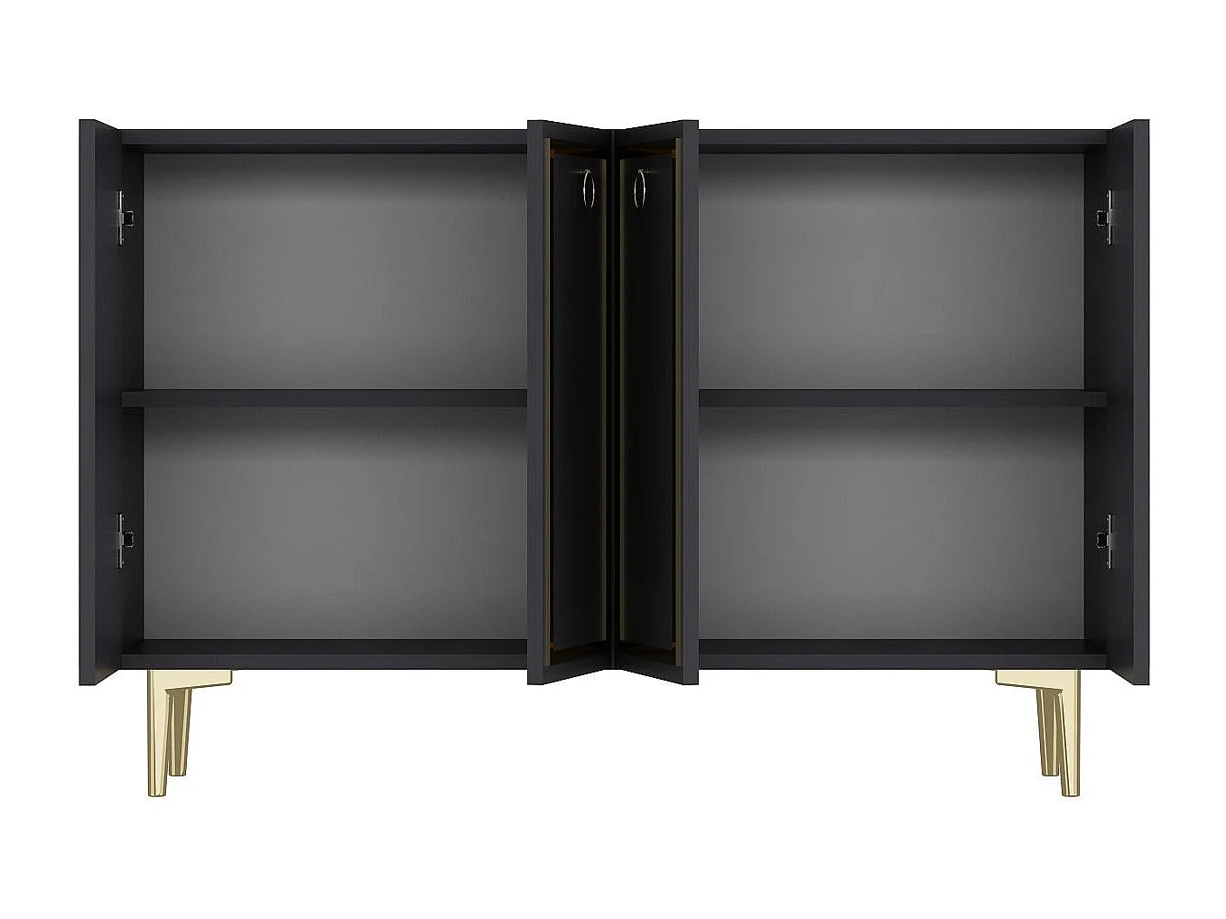 Komoda – 120 cm x 75 cm x 29,6 cm – Antracyt i złoto – Płyta wiórowa