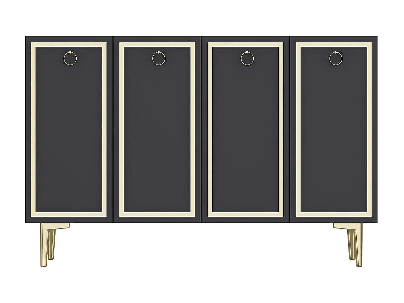 Komoda – 120 cm x 75 cm x 29,6 cm – Antracyt i złoto – Płyta wiórowa