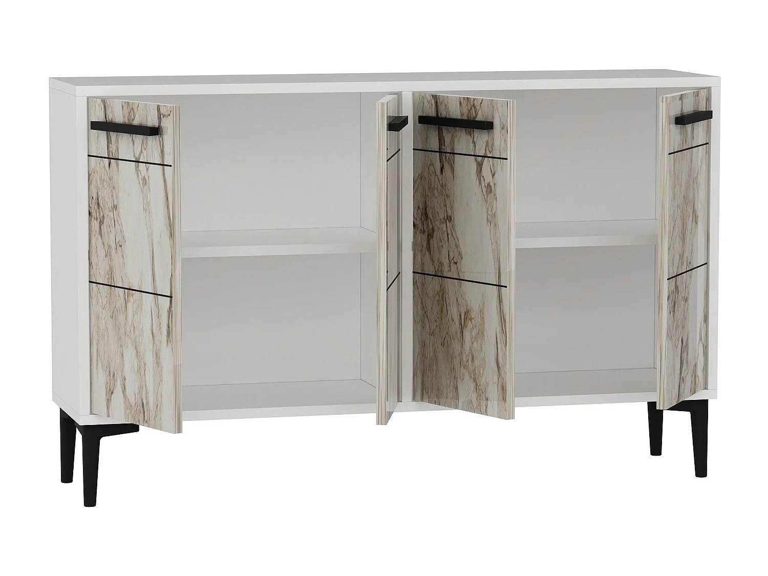 Buffet Alnitak 120cm Effet marbre Blanc et Blanc