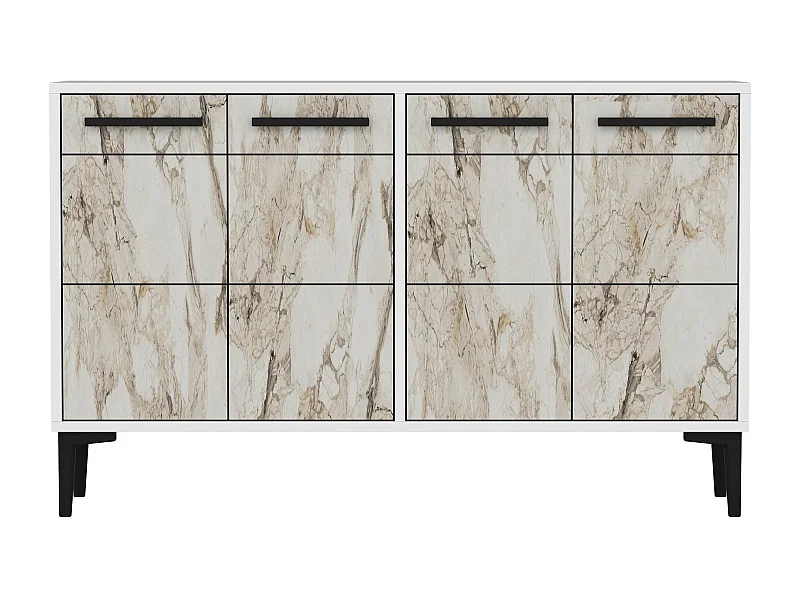 Buffet Alnitak 120cm Effet marbre Blanc et Blanc