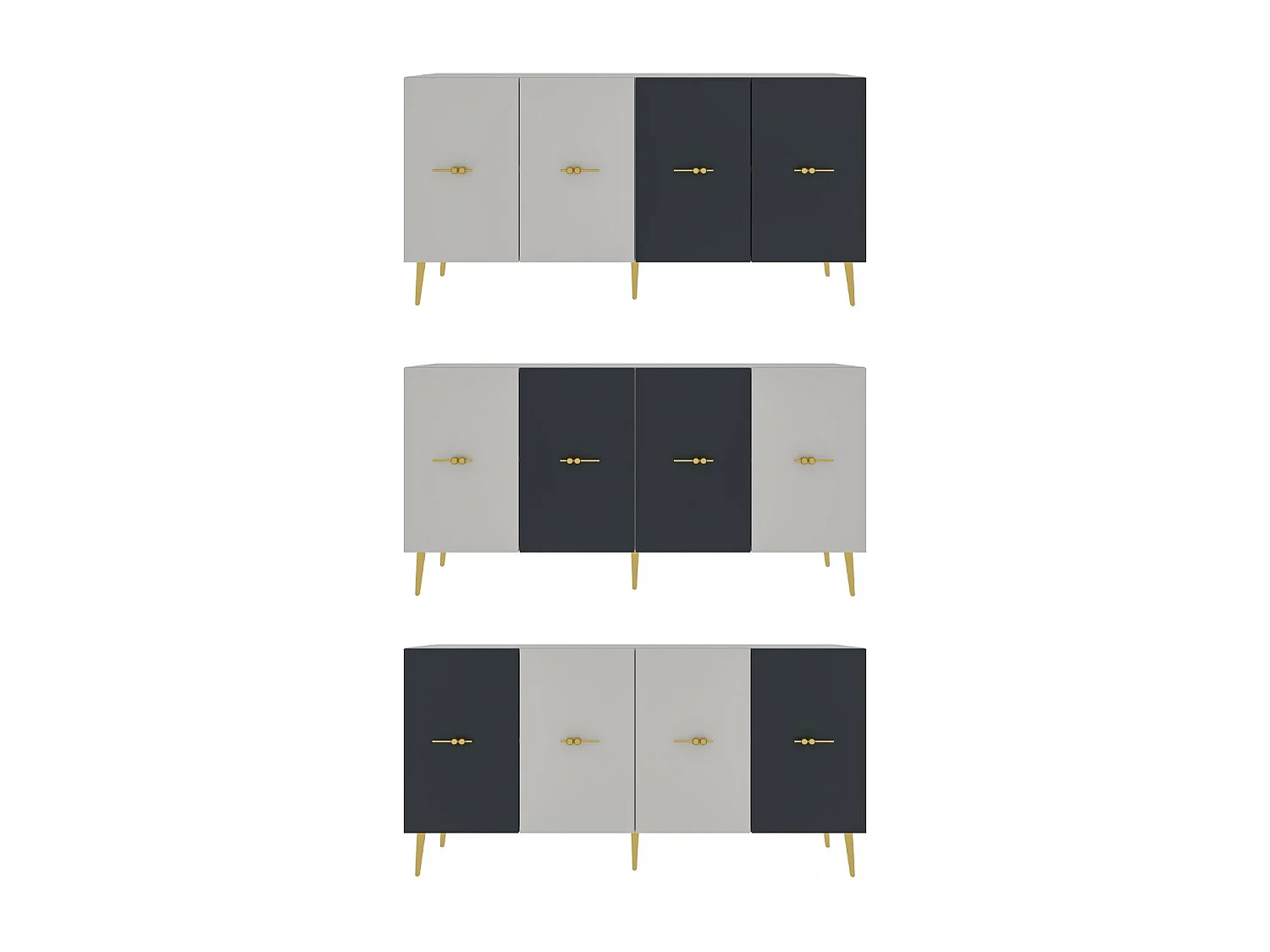 Komoda – 150 cm – Biała i antracytowa – Płyta wiórowa