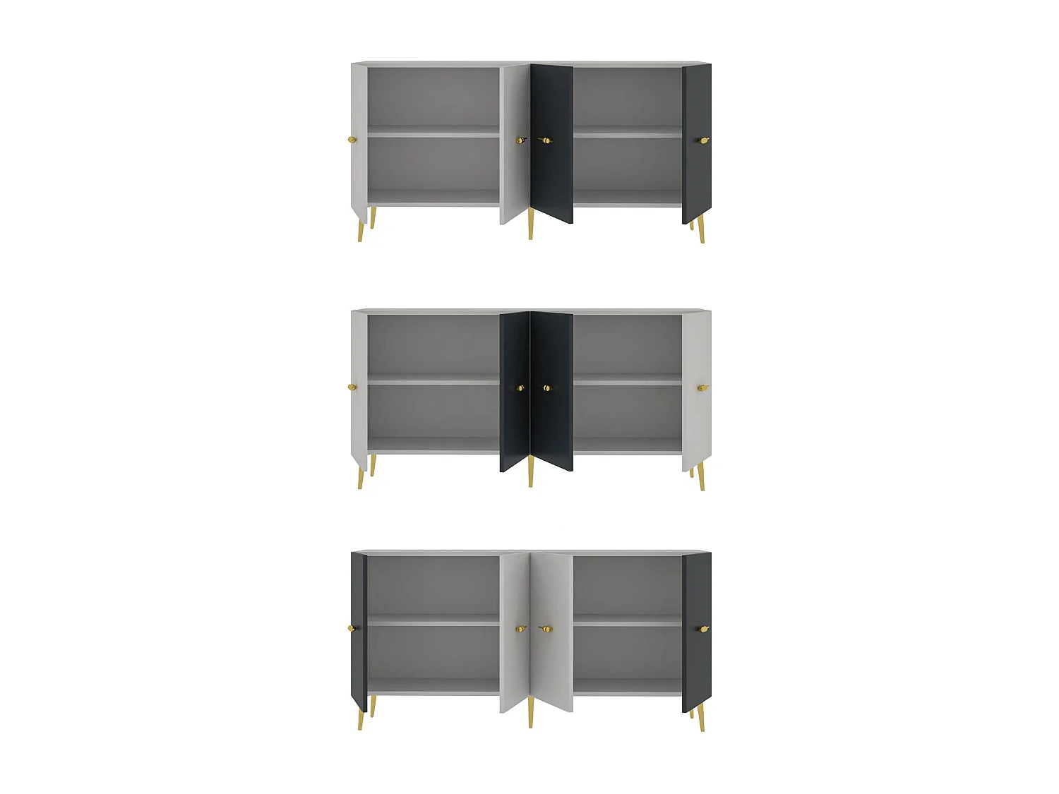 Komoda – 150 cm – Biała i antracytowa – Płyta wiórowa