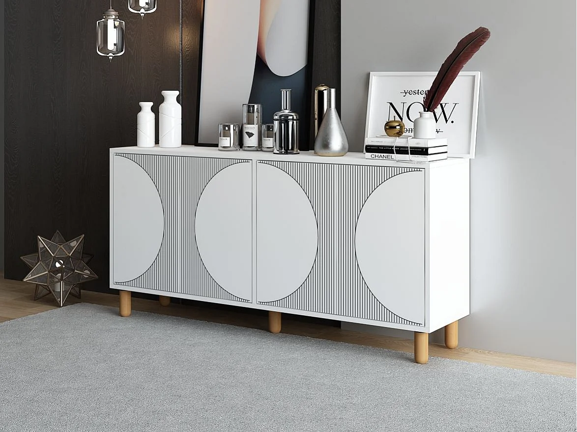 Komoda – 150 cm x 73 cm x 36 cm – Biała – Płyta wiórowa