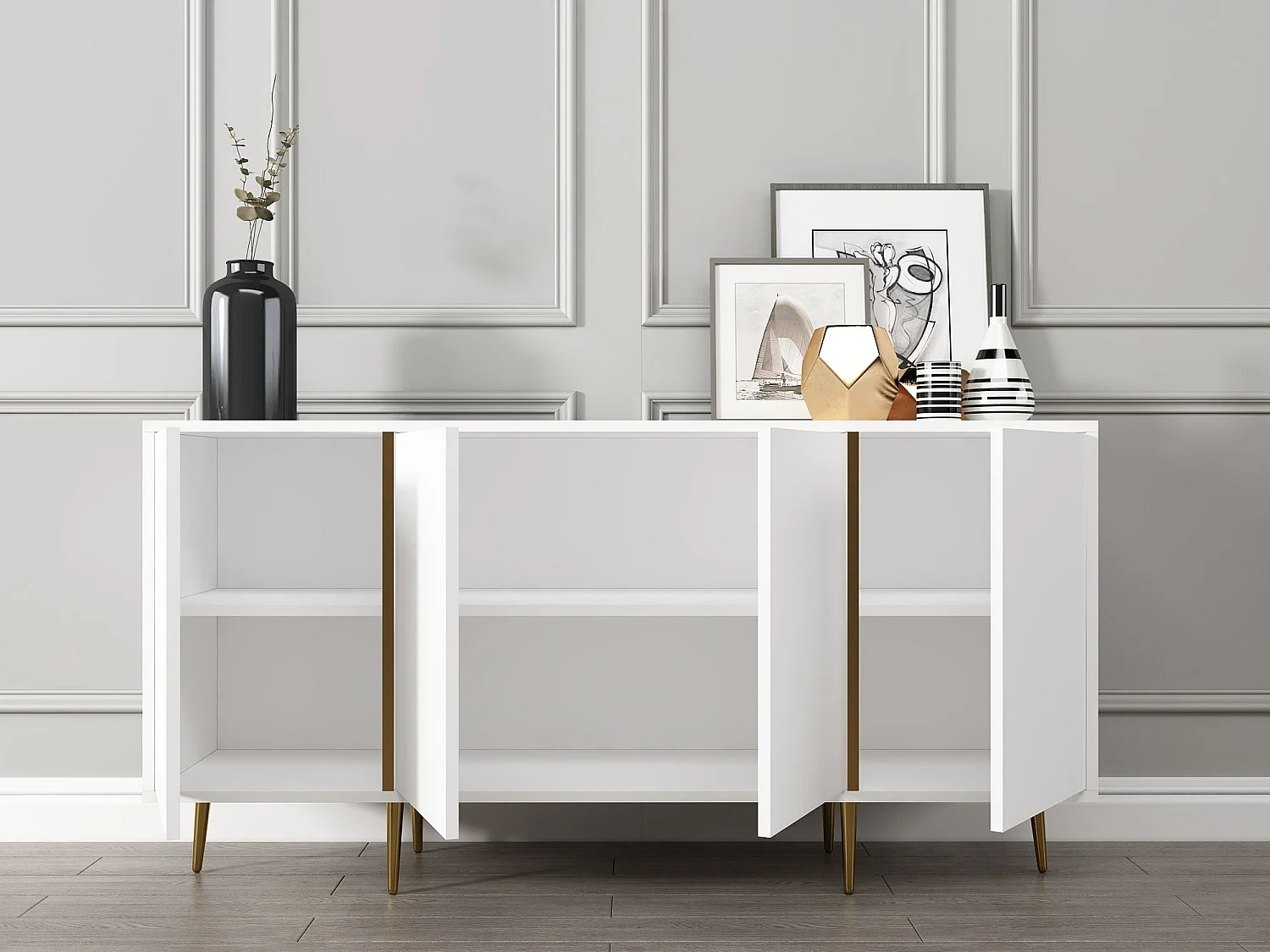 Buffet – 150 cm x 75 cm x 36 cm – Blanc – MDF