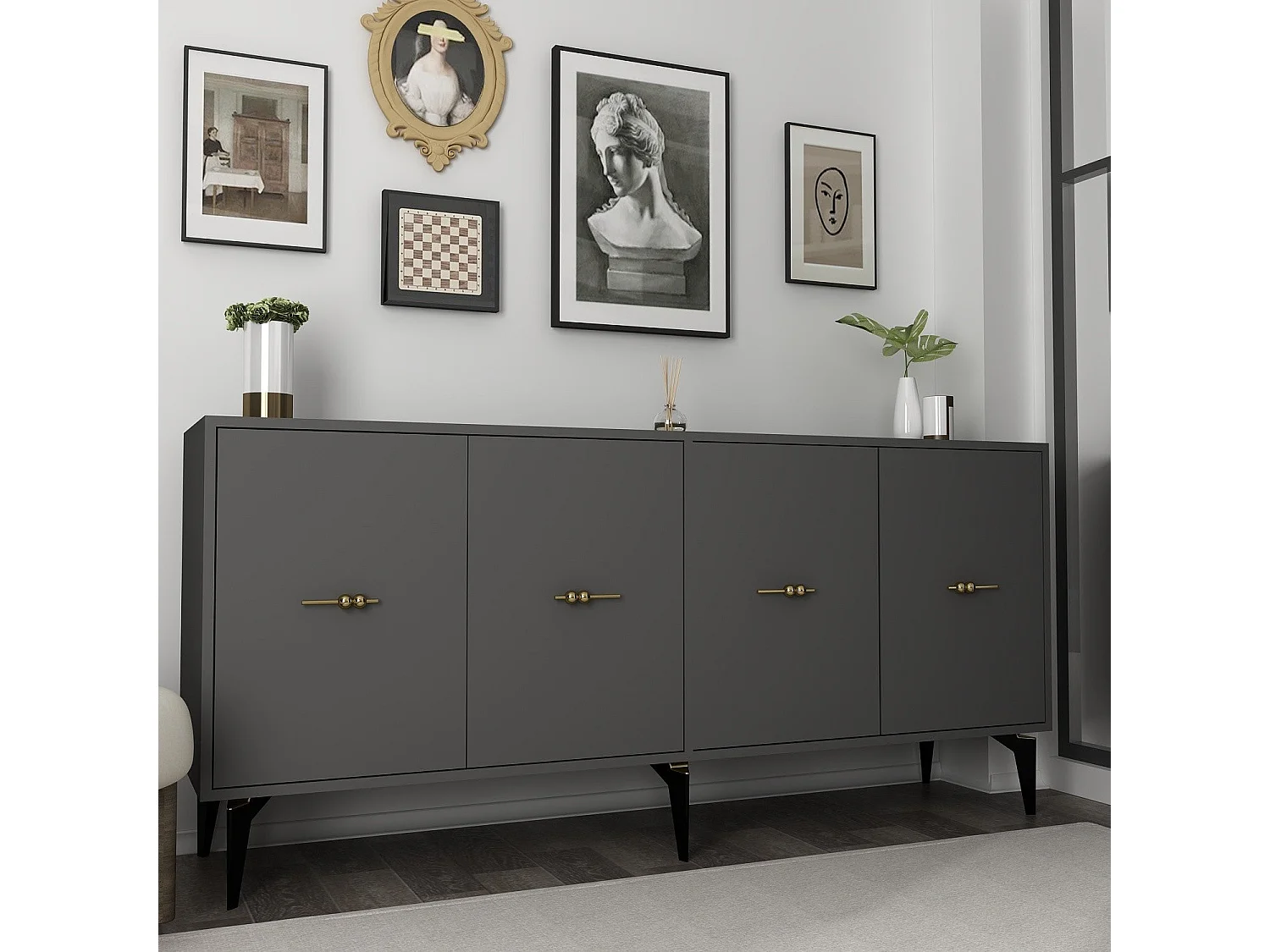 Dressoir – 180 cm – Antraciet – Spaanplaat