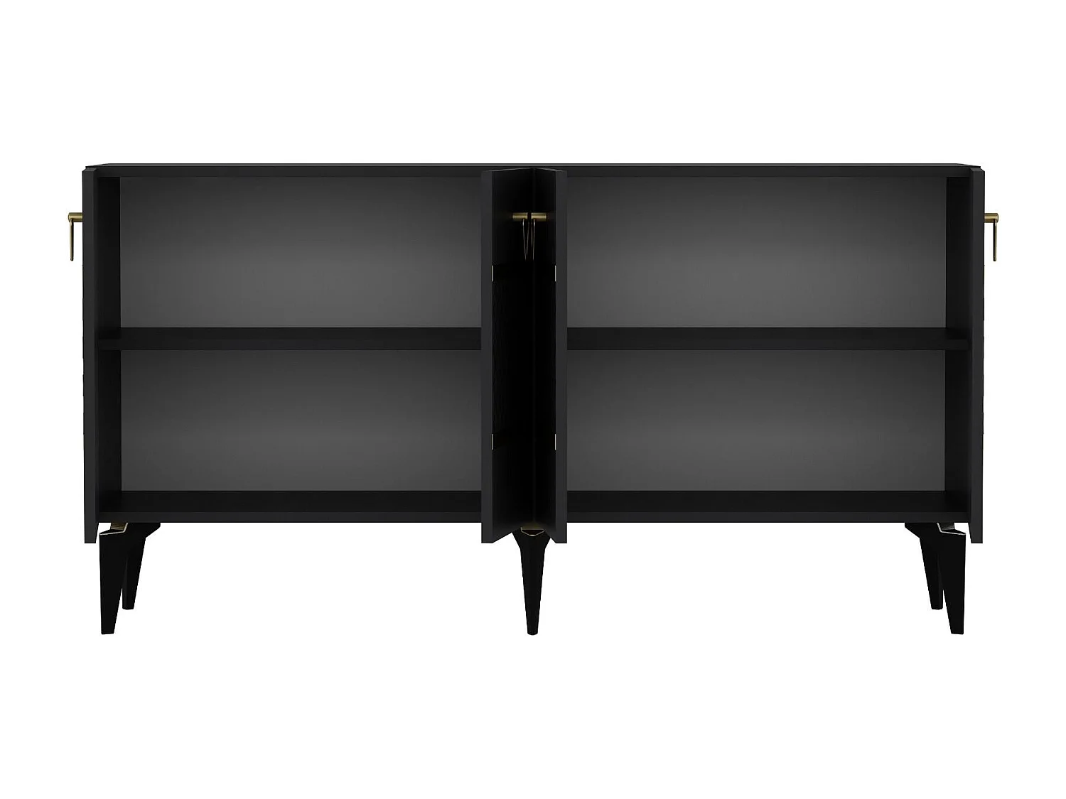 Komoda z płyty wiórowej pokrytej melaminą – 150 cm x 79 cm x 40 cm – antracyt i złoto