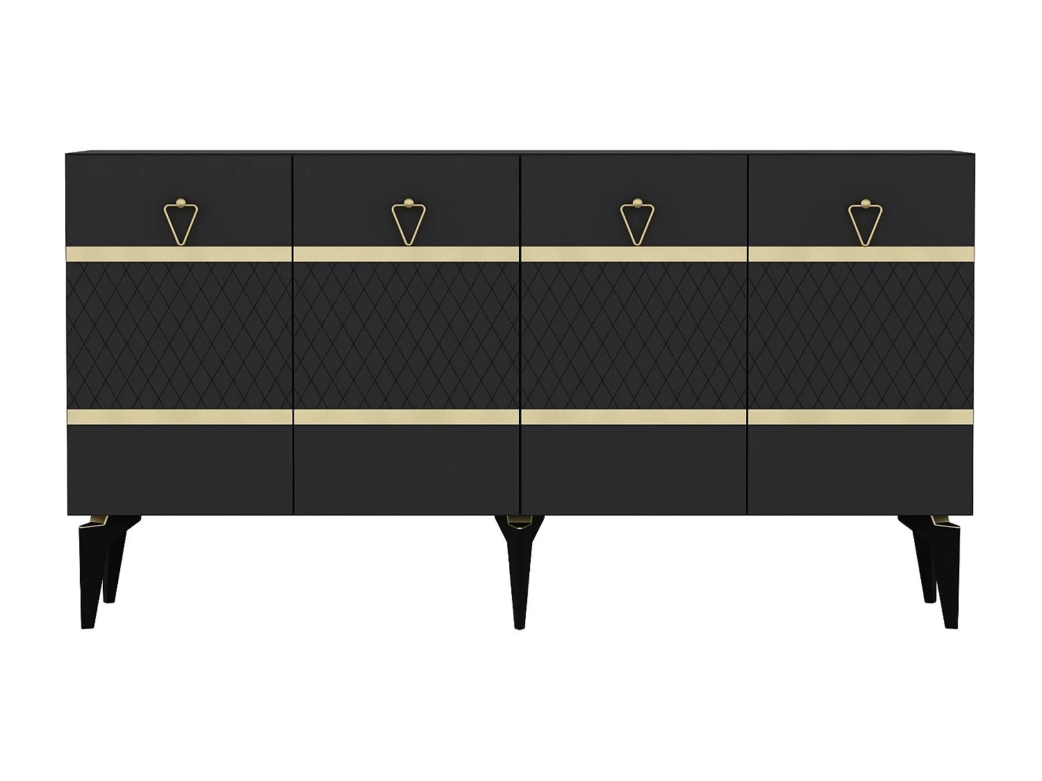 Komoda z płyty wiórowej pokrytej melaminą – 150 cm x 79 cm x 40 cm – antracyt i złoto