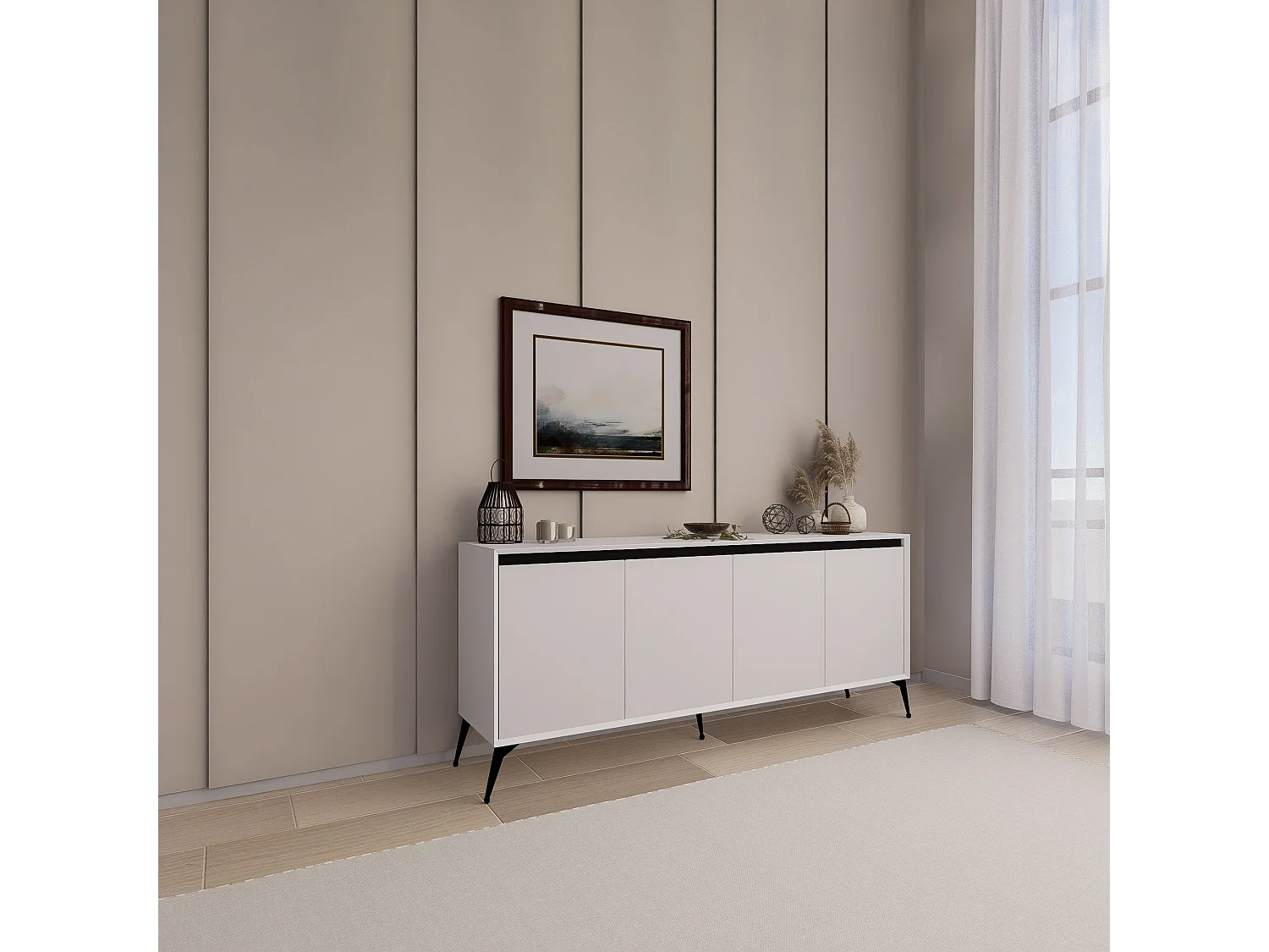 Buffet – 180x80x37,3 cm – Blanc – MDF