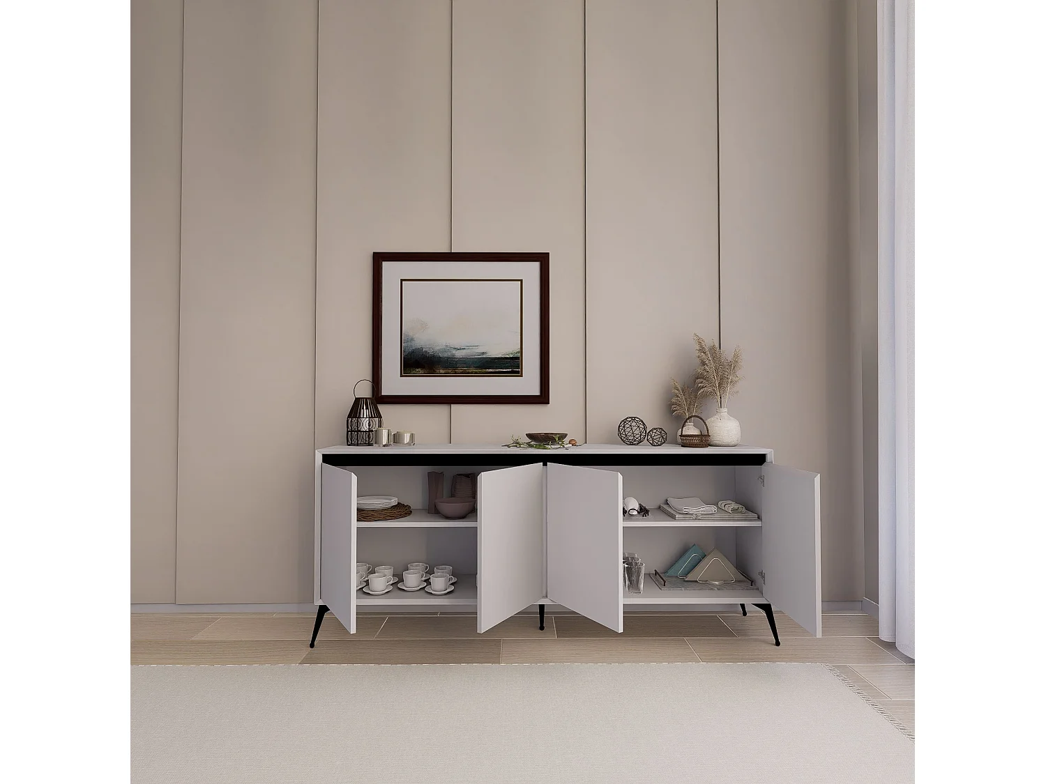 Buffet – 180x80x37,3 cm – Blanc – MDF