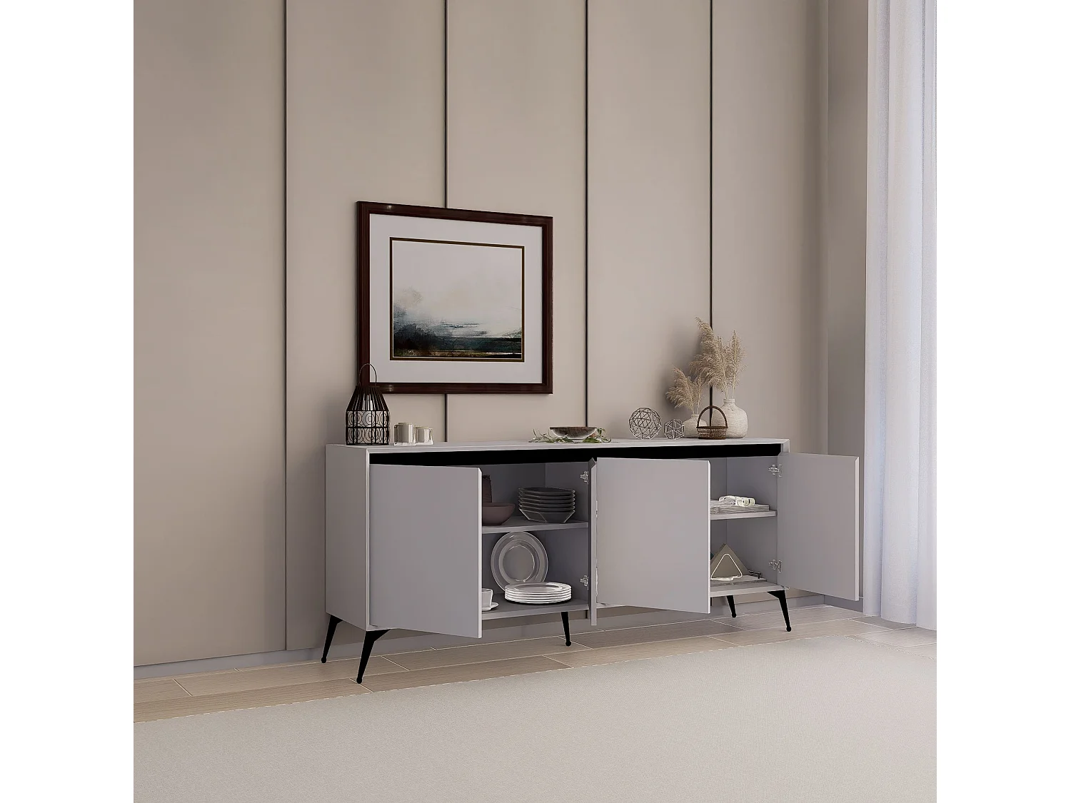 Buffet – 180x80x37,3 cm – Blanc – MDF