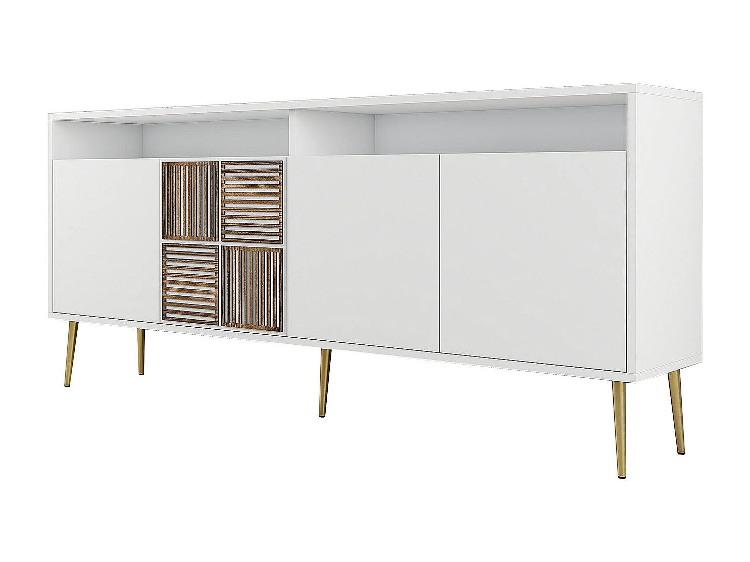 Dressoir – 180 x 77 x 35 cm – Wit en goud – Spaanplaat gecoat met melamine