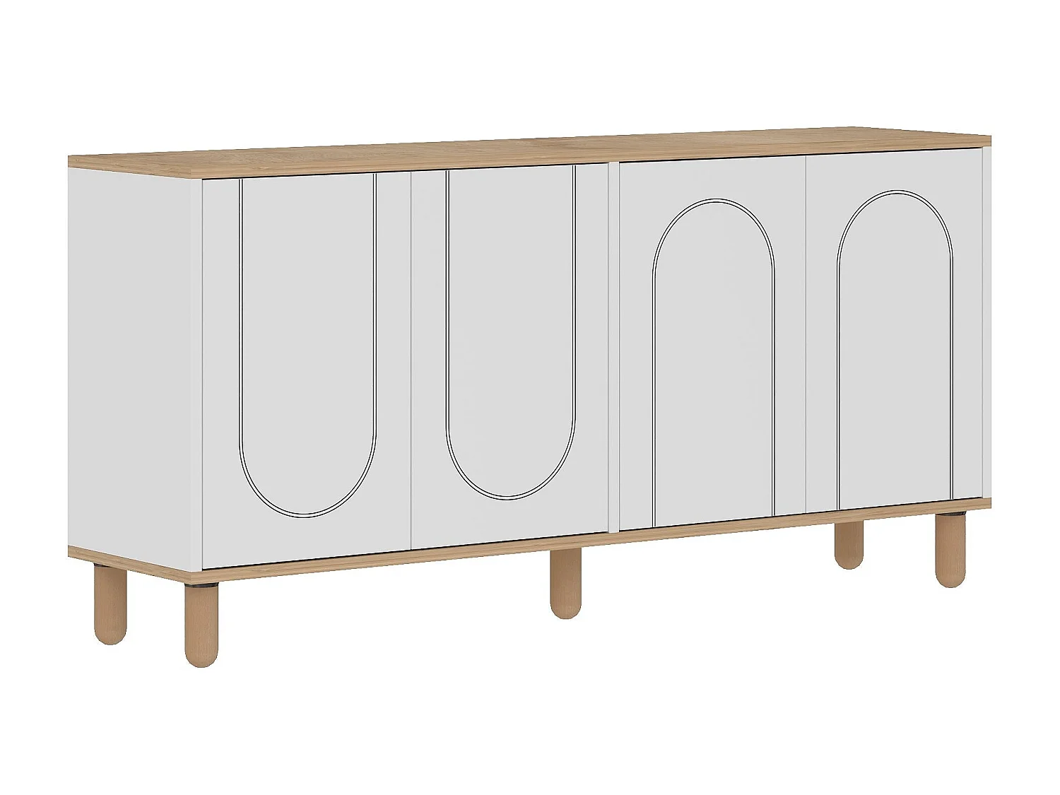 Komoda – 150 cm x 73 cm x 36 cm – Dąb szafirowy i biały – Płyta wiórowa