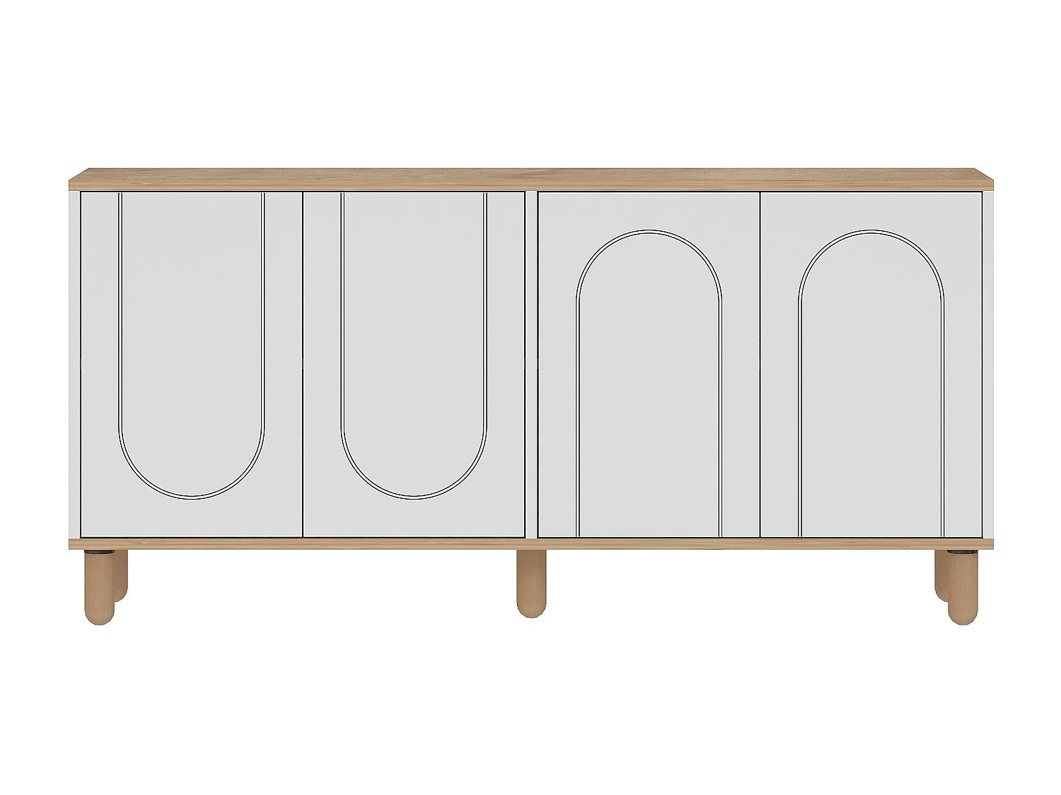 Komoda – 150 cm x 73 cm x 36 cm – Dąb szafirowy i biały – Płyta wiórowa