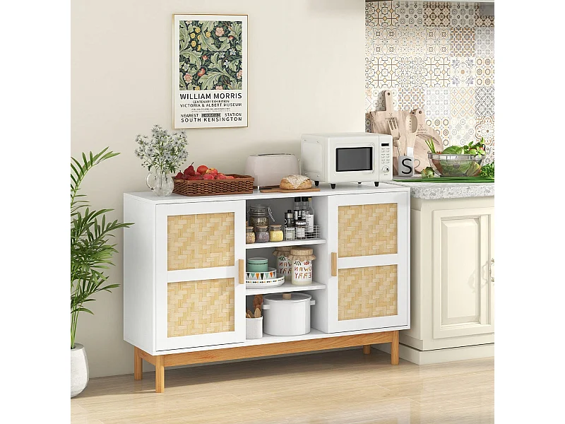 Buffet en bambou – 120 cm – Blanc