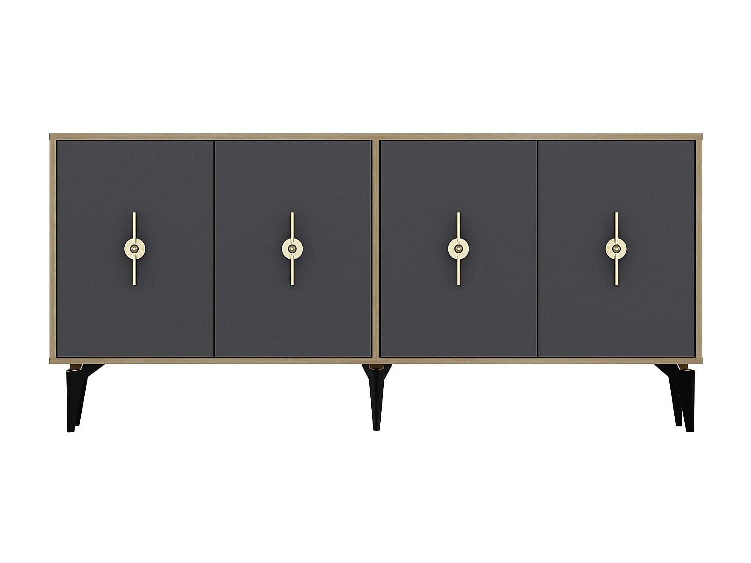 Komoda – 180 cm x 82,6 cm x 35 cm – Dąb szafirowy i antracyt – Płyta wiórowa pokryta melaminą