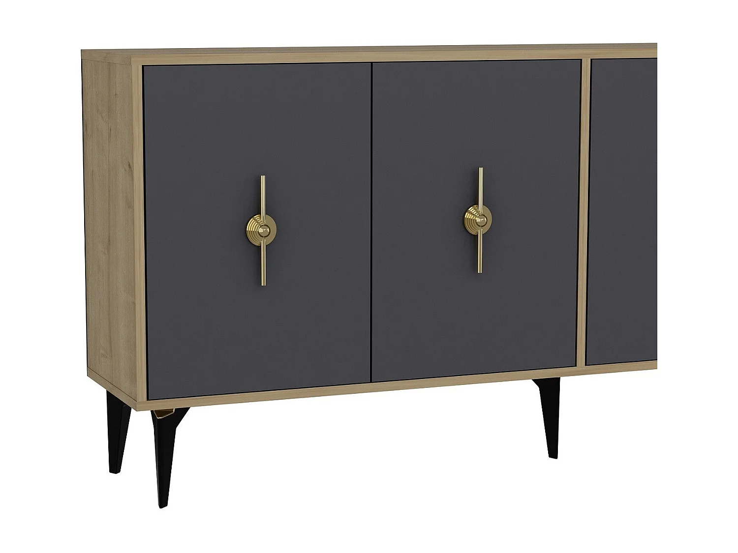 Komoda – 180 cm x 82,6 cm x 35 cm – Dąb szafirowy i antracyt – Płyta wiórowa pokryta melaminą