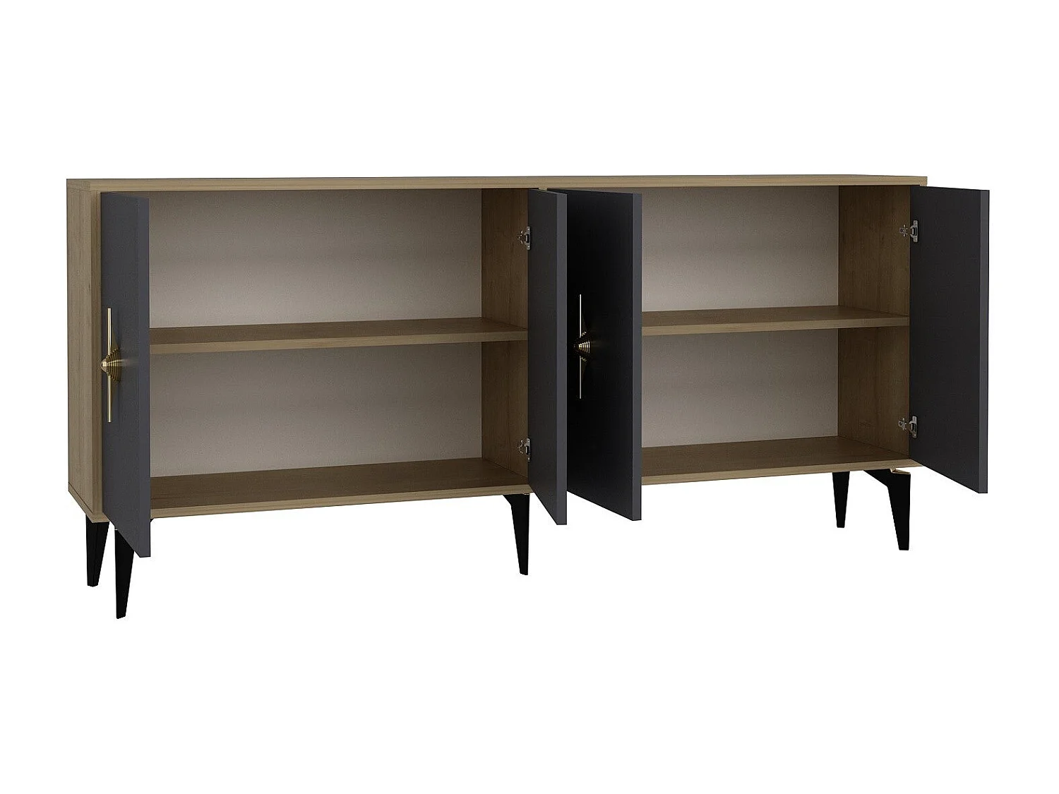 Komoda – 180 cm x 82,6 cm x 35 cm – Dąb szafirowy i antracyt – Płyta wiórowa pokryta melaminą