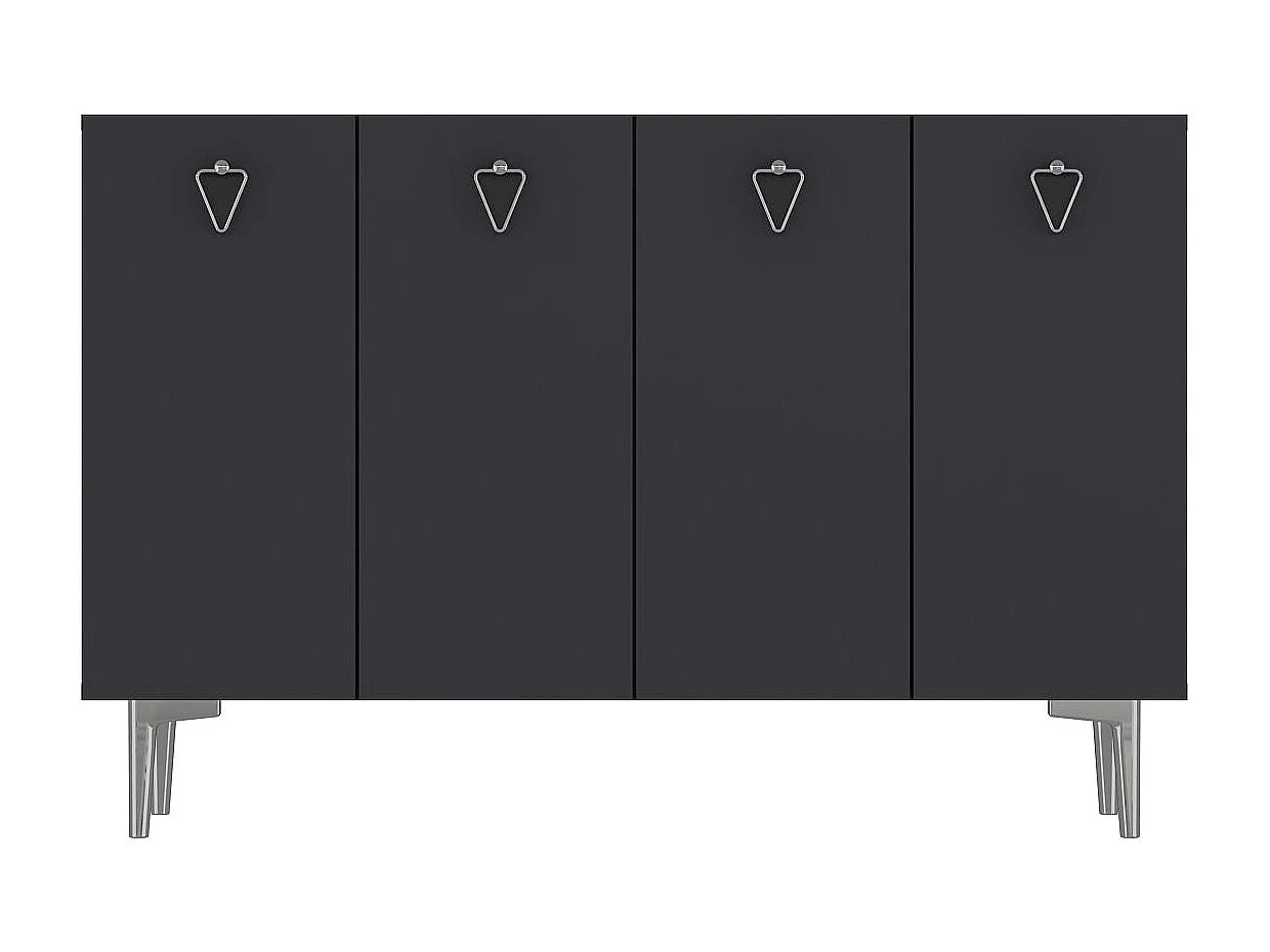 Sideboard – 120 cm x 80 cm x 29,6 cm – Anthrazit und Silber – MDF