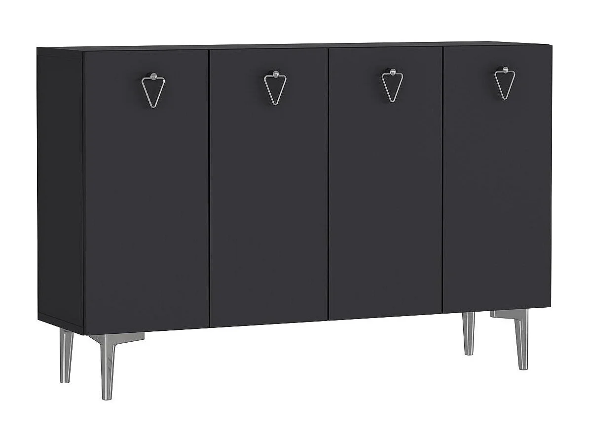 Sideboard – 120 cm x 80 cm x 29,6 cm – Anthrazit und Silber – MDF