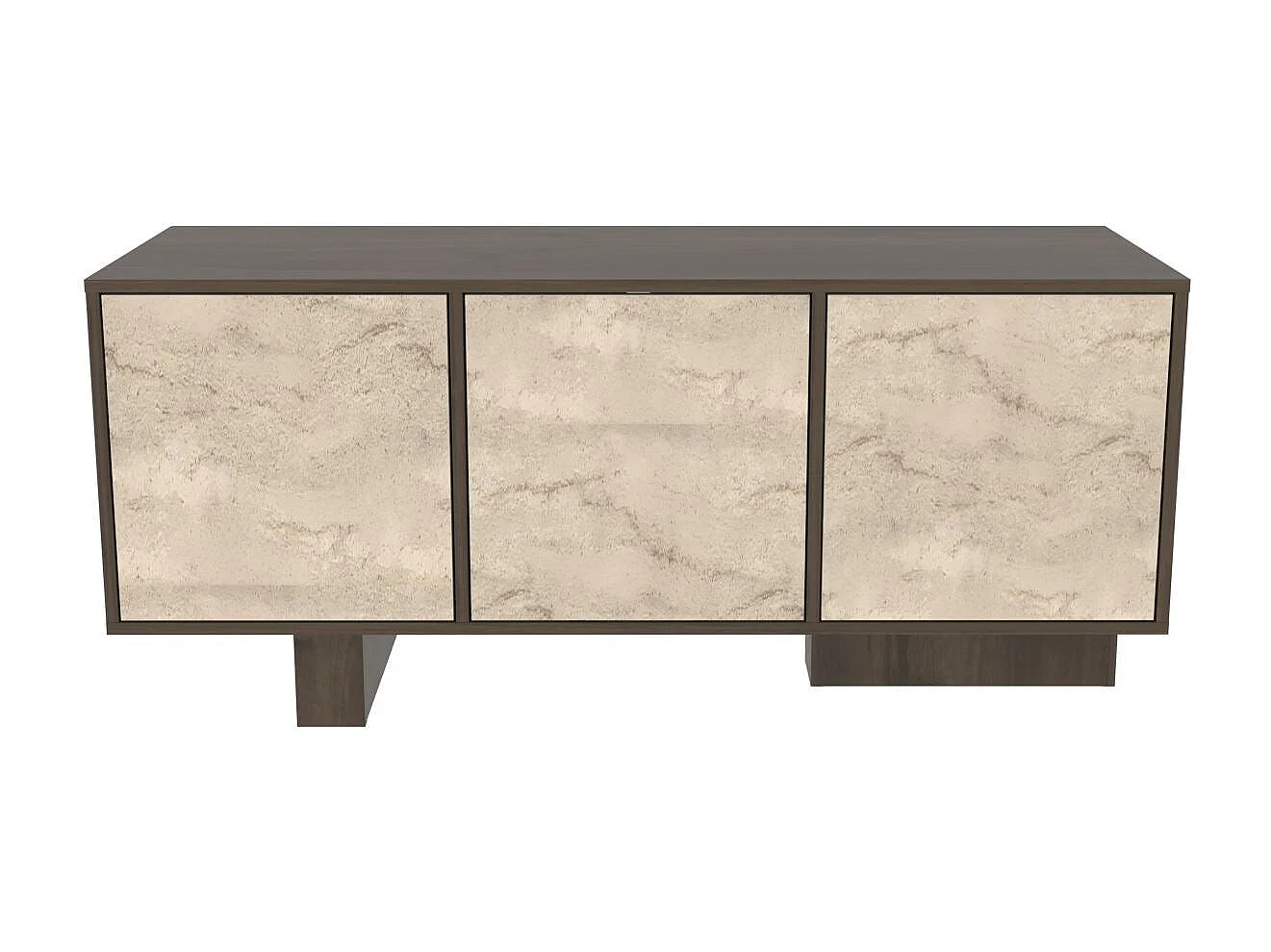Buffet – 150 cm x 51,5 cm x 45 cm – Noyer et travertin – MDF