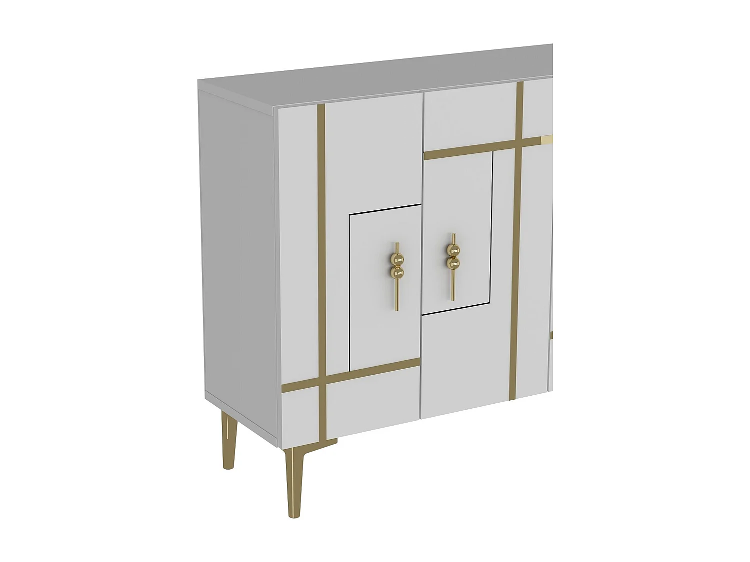 Credenza – 120 cm x 80 cm – Bianco e oro – Pannello truciolare rivestito in melaminico