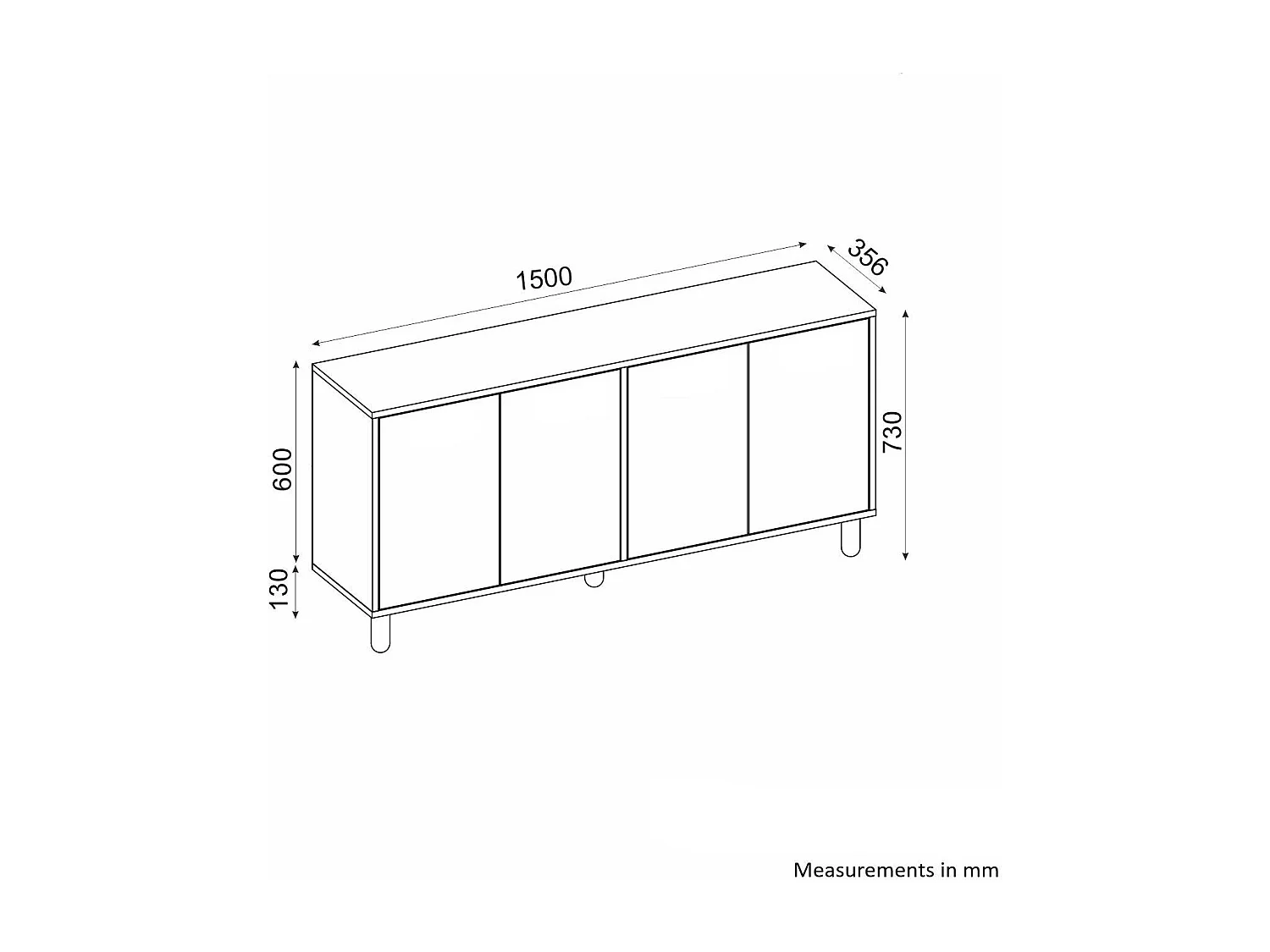 Komoda – 150 cm x 73 cm x 36 cm – Biała – Płyta wiórowa pokryta melaminą