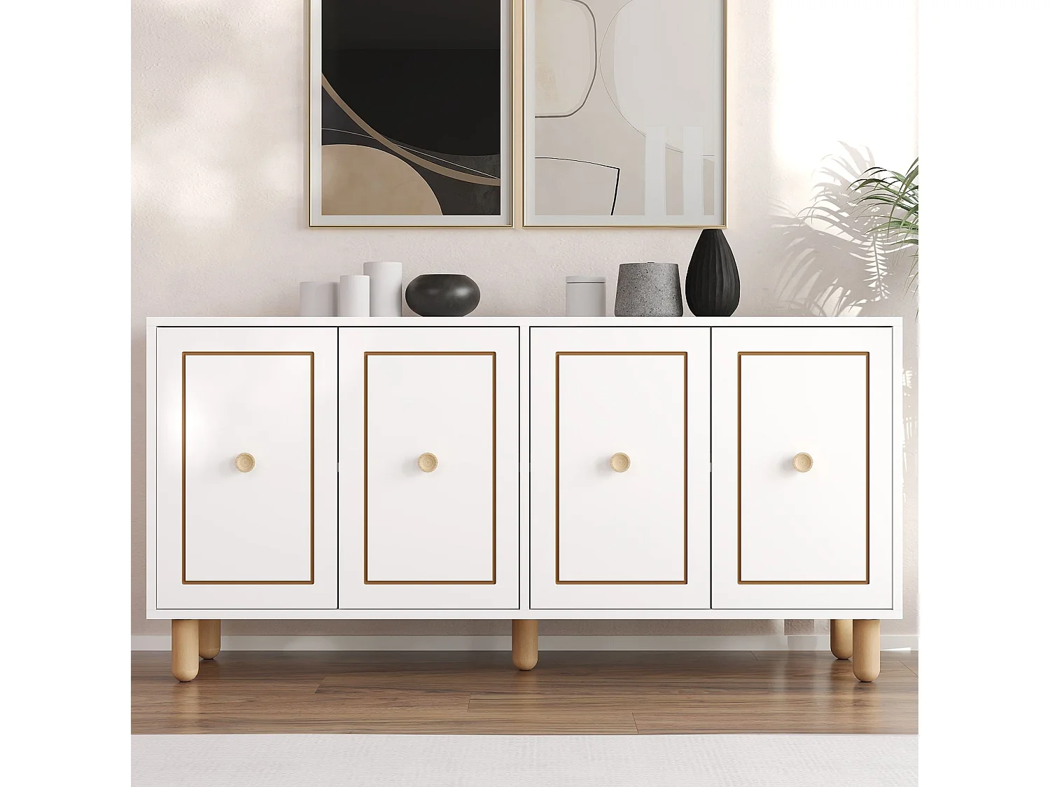 Komoda – 150 cm x 73 cm x 36 cm – Biała – Płyta wiórowa pokryta melaminą