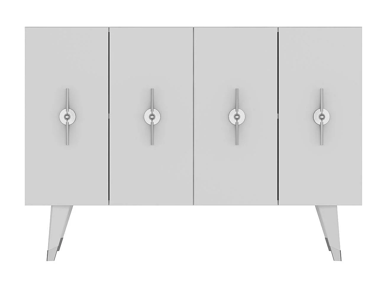 Dressoir – 120 cm x 80 cm x 29,6 cm – Zilver en wit – Spaanplaat met melamine