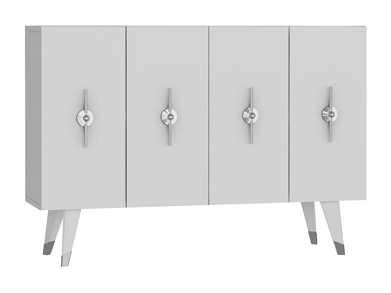 Dressoir – 120 cm x 80 cm x 29,6 cm – Zilver en wit – Spaanplaat met melamine