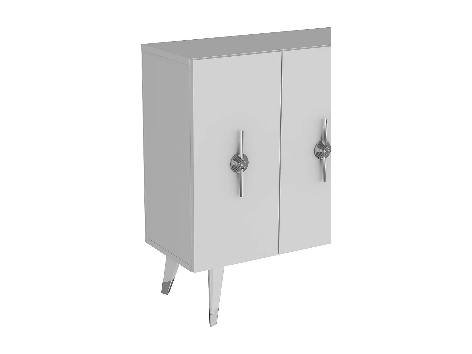 Dressoir – 120 cm x 80 cm x 29,6 cm – Zilver en wit – Spaanplaat met melamine