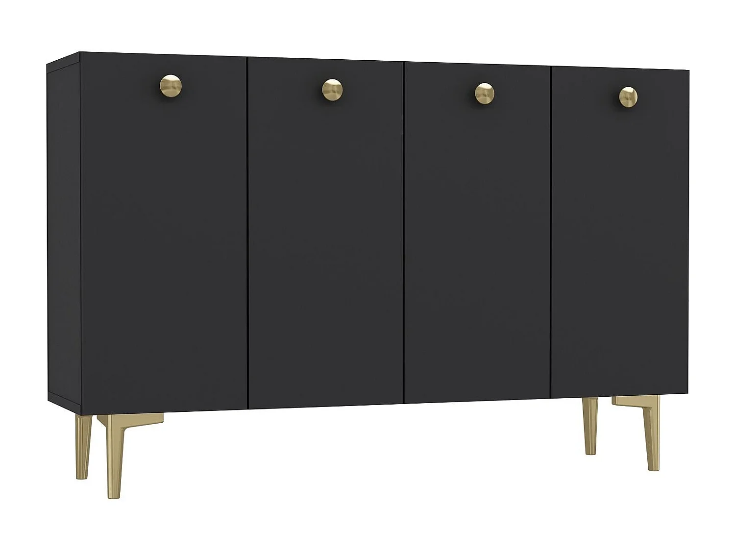 Komoda – 120 cm x 80 cm x 29,6 cm – Antracyt i złoto – Płyta wiórowa pokryta melaminą